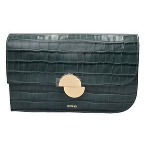 Jason Wu Clutch Orbit Sage Leaf Croc Embossed Green Leather Bag MSRP $325